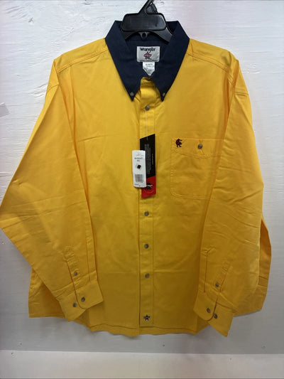 New Men’s PBR Wrangler Yellow Blue Long Sleeve Button Up 2XL T-28