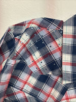 New Women’s Cumberland Blue Plaid Long Sleeve Pearl Snap 3XL GG-57