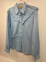New Women’s ELY Championship Blue Long Sleeve Pearl Snap Large KK-111