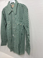 New Men’s Dee-Cee Green Checkered Long Sleeve Pearl Snap Medium O-36