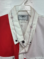New Men’s Cowboy Threads Red Designed Short Sleeve Button Up Large CC-42