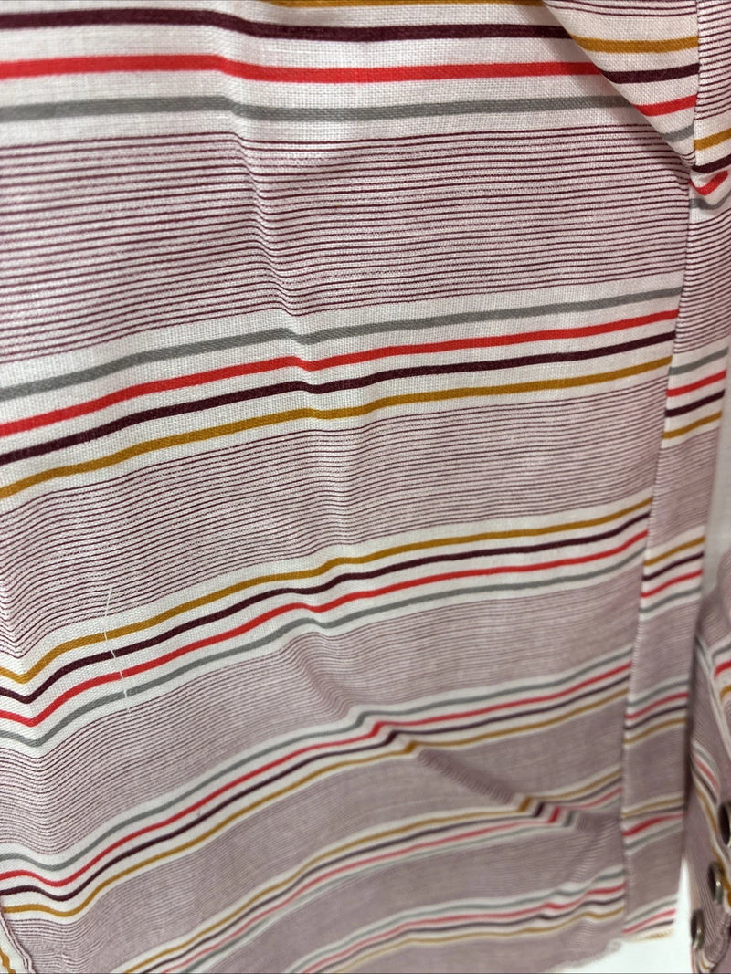 New Men’s Tem Tex Pink Multicolor Stripe Long Sleeve Pearl Snap 15.5 Medium O-26