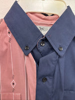 New Men’s Cowboy threads Pink Blue Long sleeve button up Small B-68
