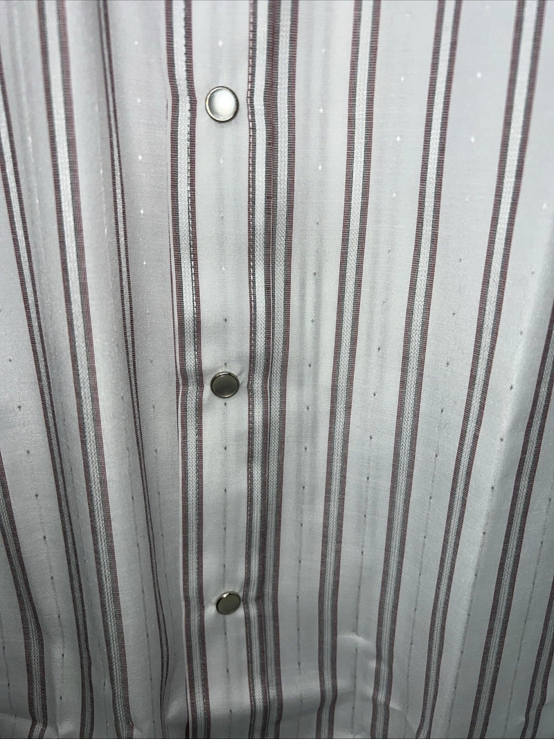 New Men’s Pink Stripped ELY Cattleman Short Sleeve Pearl Snap Shirt. 14.5 S P-69