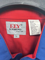 New Men’s ELY Diamond Red Blue Long Sleeve Pearl Snap Large V-88