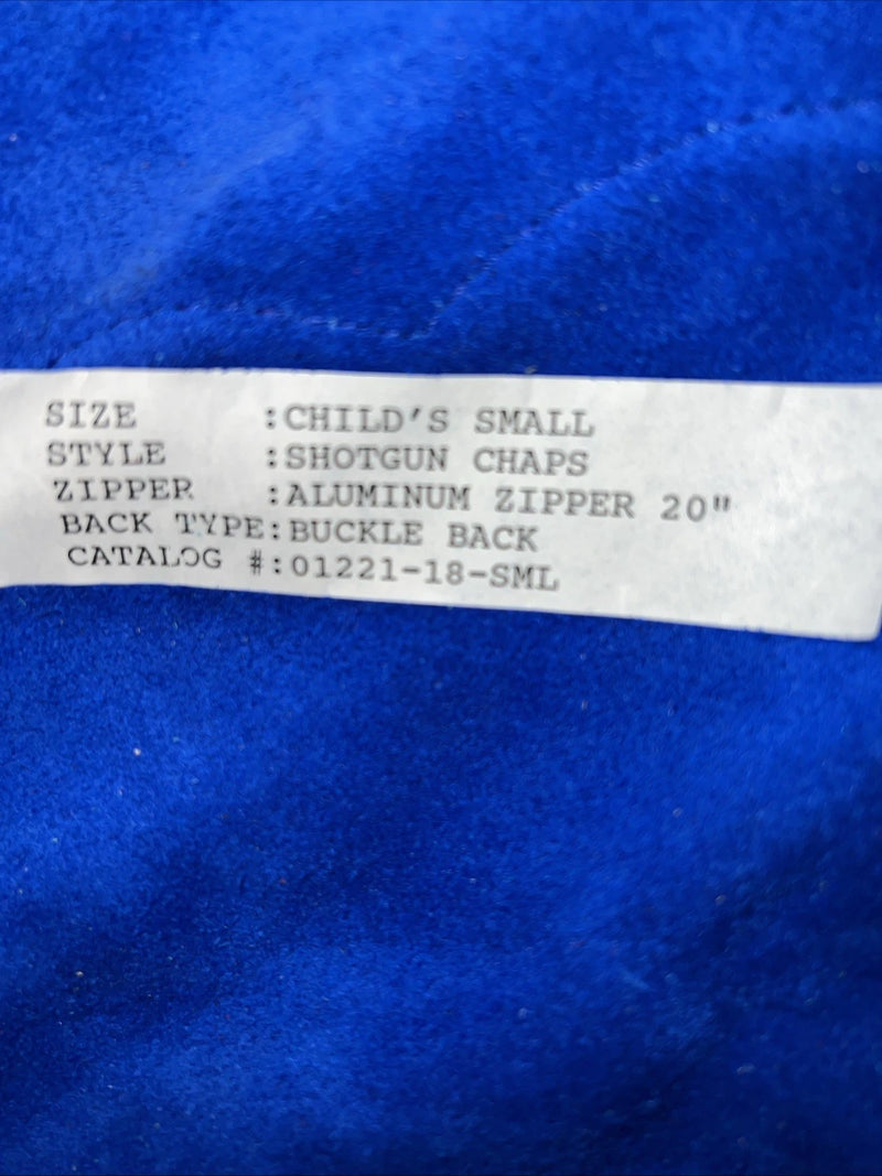 NOS Children’s  Blue Whitman Show Chaps With Fringe Adjustable Waist 35” L-29