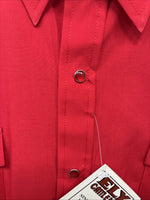 New Men’s ELY Cattleman Red Simple Long Sleeve Pearl Snap 18.5 X 35 2XL K-94