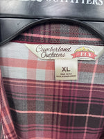 New Women’s Cumberland Pink Plaid Long Sleeve Pearl Snap XL GG-66