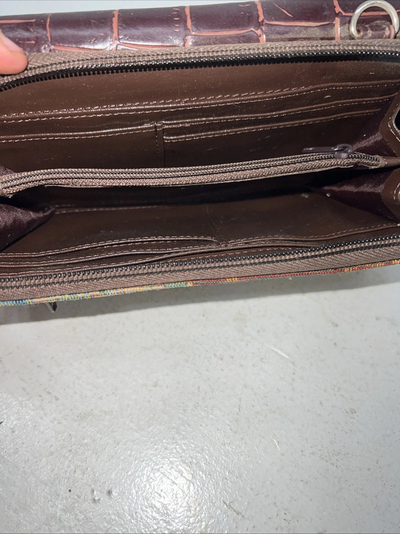 New Congress Leather Fabric Tooled Wallet #100555 P-501