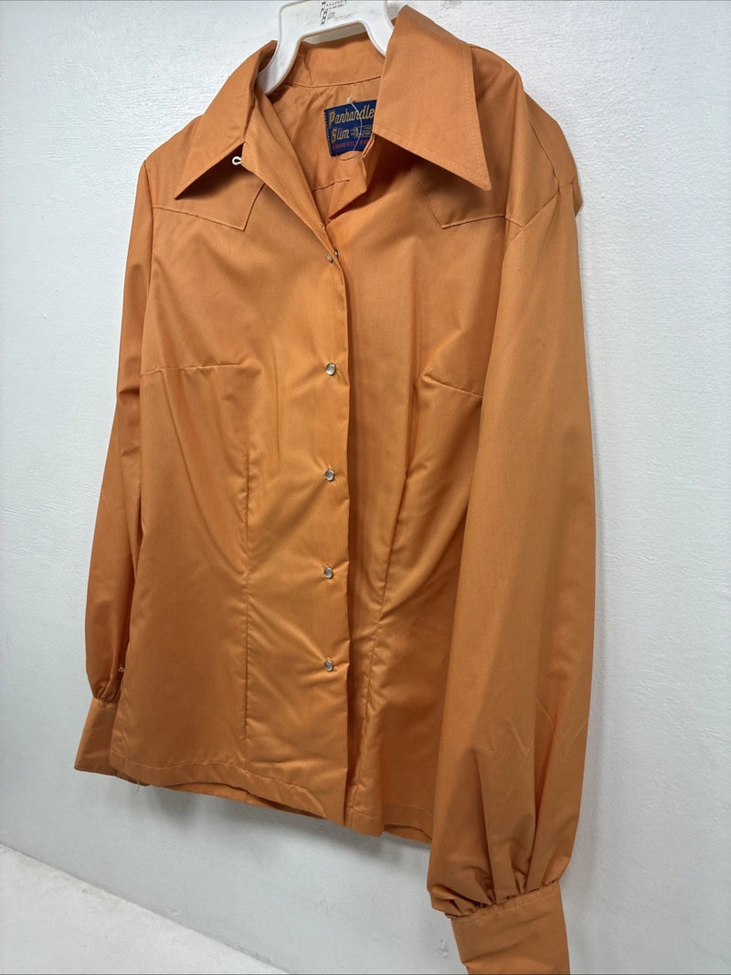 New Women’s Panhandle Slim Orange Long Sleeve Pearl Snap Size 14 KK-117