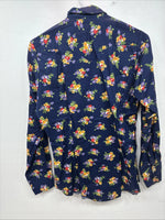 New Women’s Tem Tex Blue Floral Long Sleeve Pearl Snap Size 36 LL-17