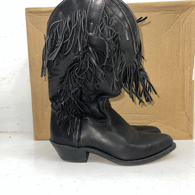 New Women’s Black Fringe Capezio Cowboy Boots. 6 M. 20-68
