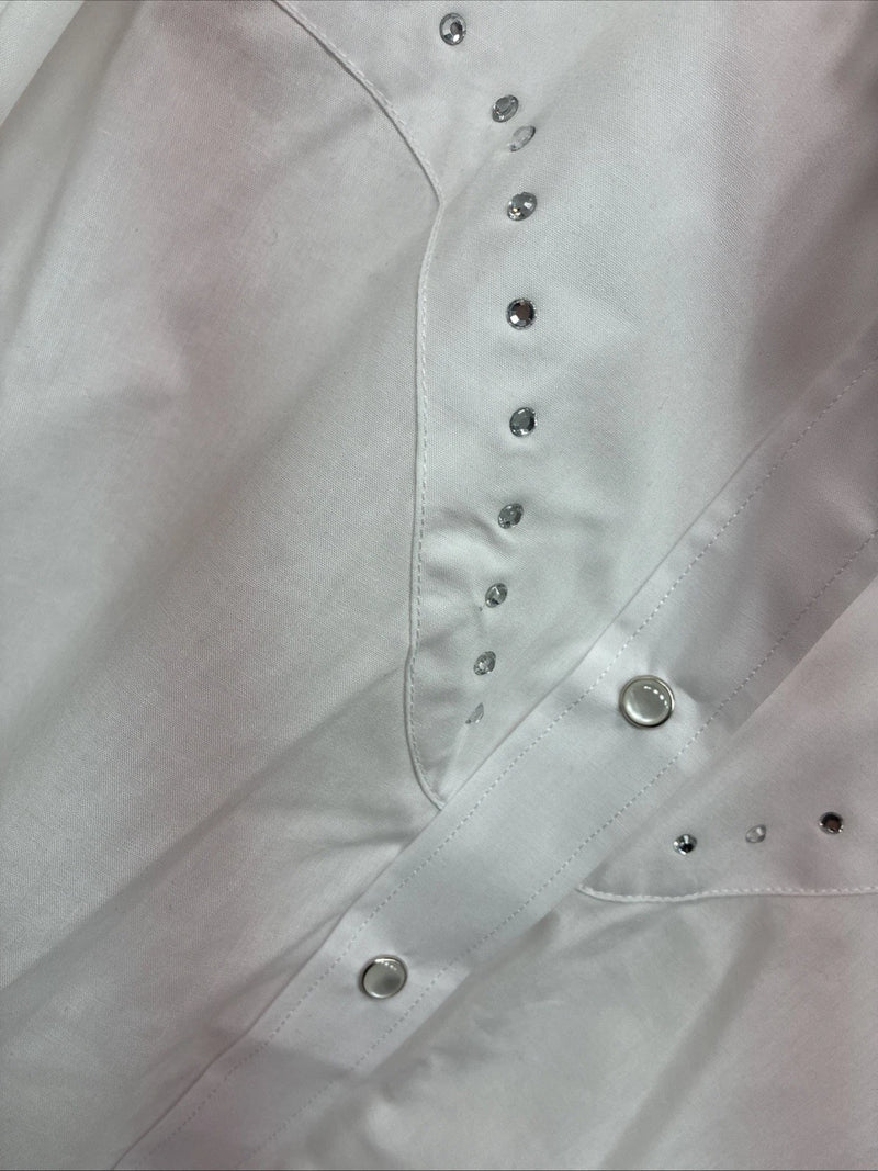 New Women’s White Horse White Gem Long Sleeve Pearl Snap 2XL GG-90