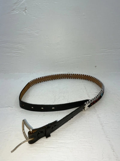 New Black Genuine Leather Breaded 30” Belt NN-7