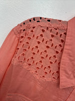New Women’s Cumberland Pink Designed Long Sleeve Pearl Snap Large II-99