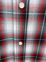 New Men’s ELY Cattleman Red Gray Plaid Short Sleeve Pearl Snap XL M-51