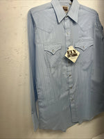 New Men’s Blue ELY cattleman Pearl Snap Long Sleeve Shirt. 15.5x33 M I-28