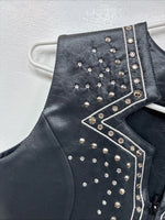 New Women’s 1848 RanchWear Black Rhinestone Sleeveless Vest Zip Up Large YY-37