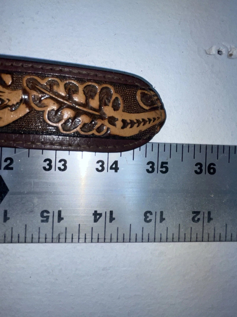 New Red Genuine Leather Longhorn Weaved And Tooled 30” Belt #82828 Z-49