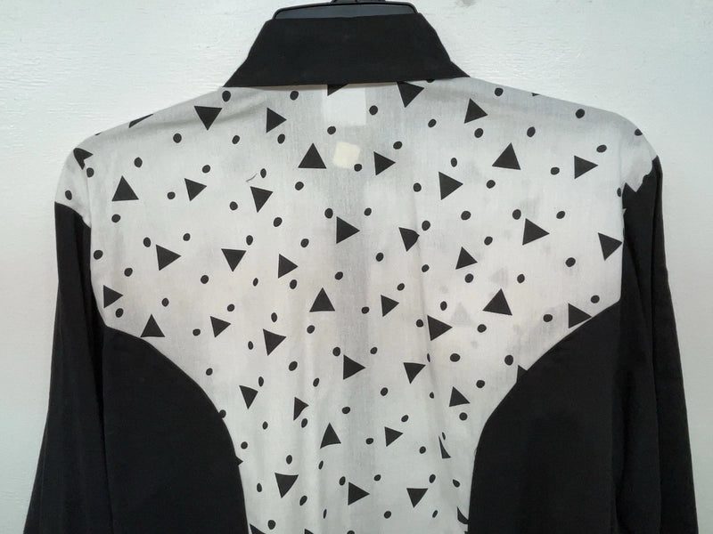 New Women’s Black White Cowboy Threads Long Sleeve Button Up Shirt M #790 3B-21