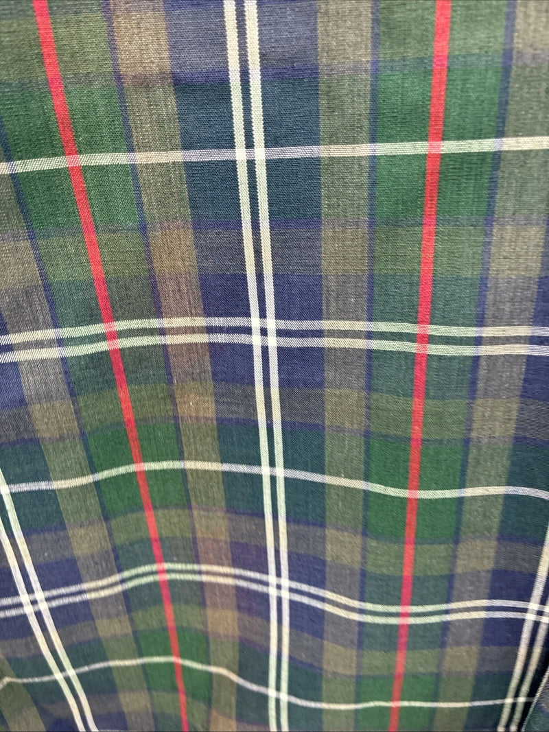 New Men’s ELY Plains Green Blue Plaid Long Sleeve Pearl Snap 16.5 Large Q-85