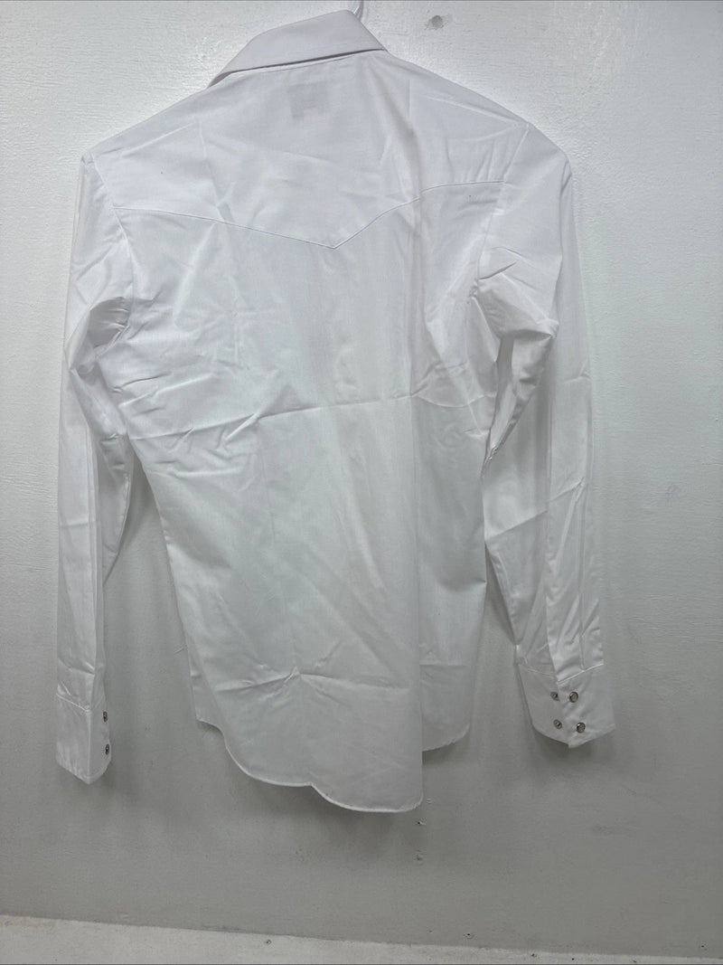 New Boys ELY Cattleman White Long Sleeve Pearl Snap Size 16 KK-46