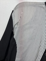 New Woman Cowboy Thread Black White Long Sleeve Button Up XL II-46