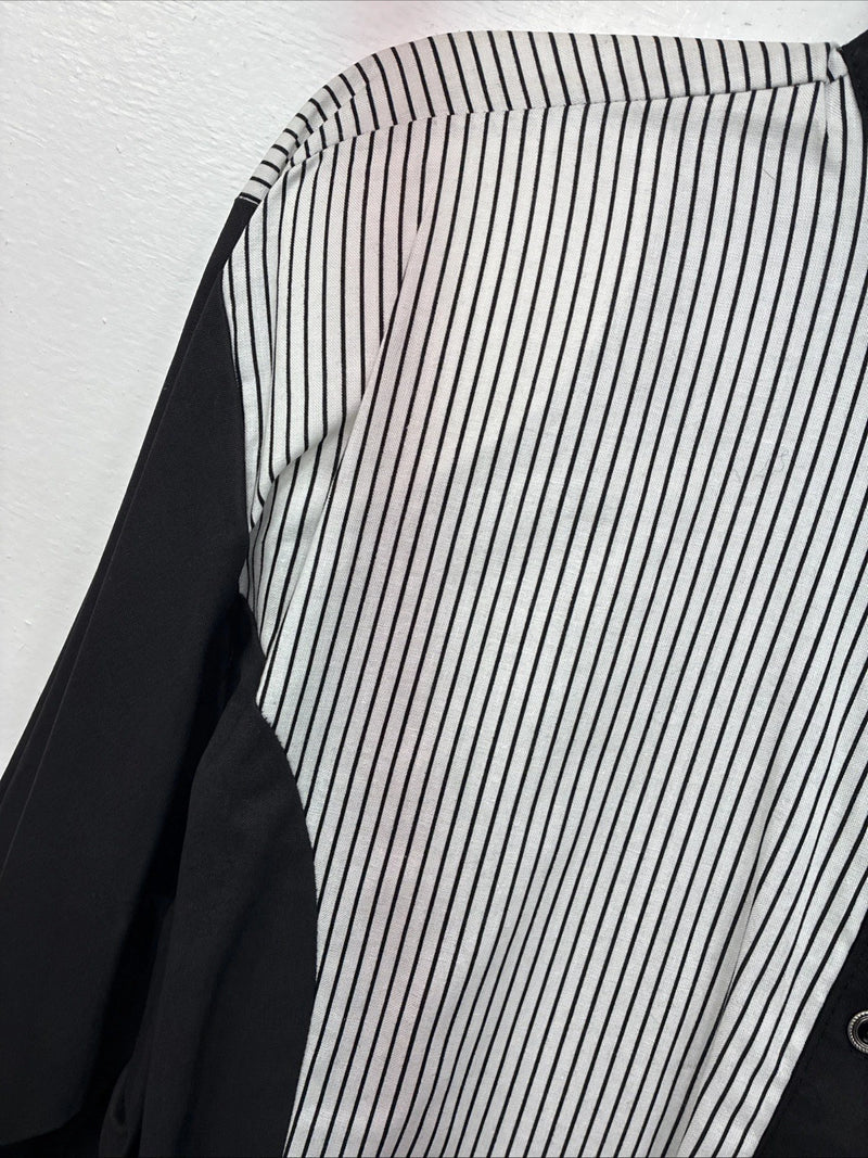New Woman Cowboy Thread Black White Long Sleeve Button Up XL II-46