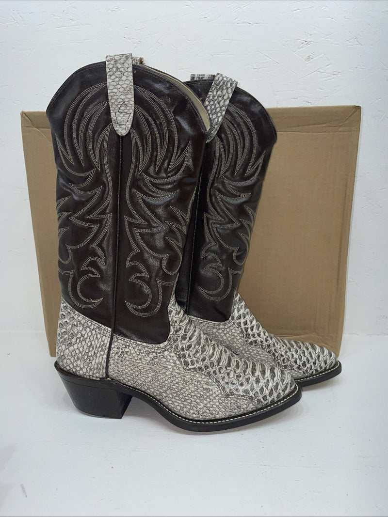 New Men’s White Snake Skin Texas Brand Cowboy Boots. 24 7523 8 D. 1-126
