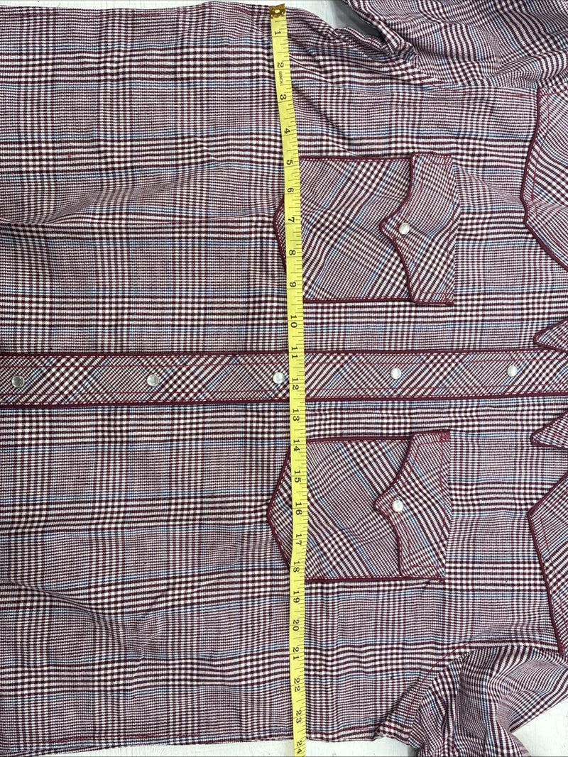 New Men’s Champion Western Red Plaid Long Sleeve Pearl Snap 16.5 Large X-68