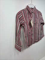 New Kids ELY Classic Red Stripe Long Sleeve Pearl Snap Small DD-138