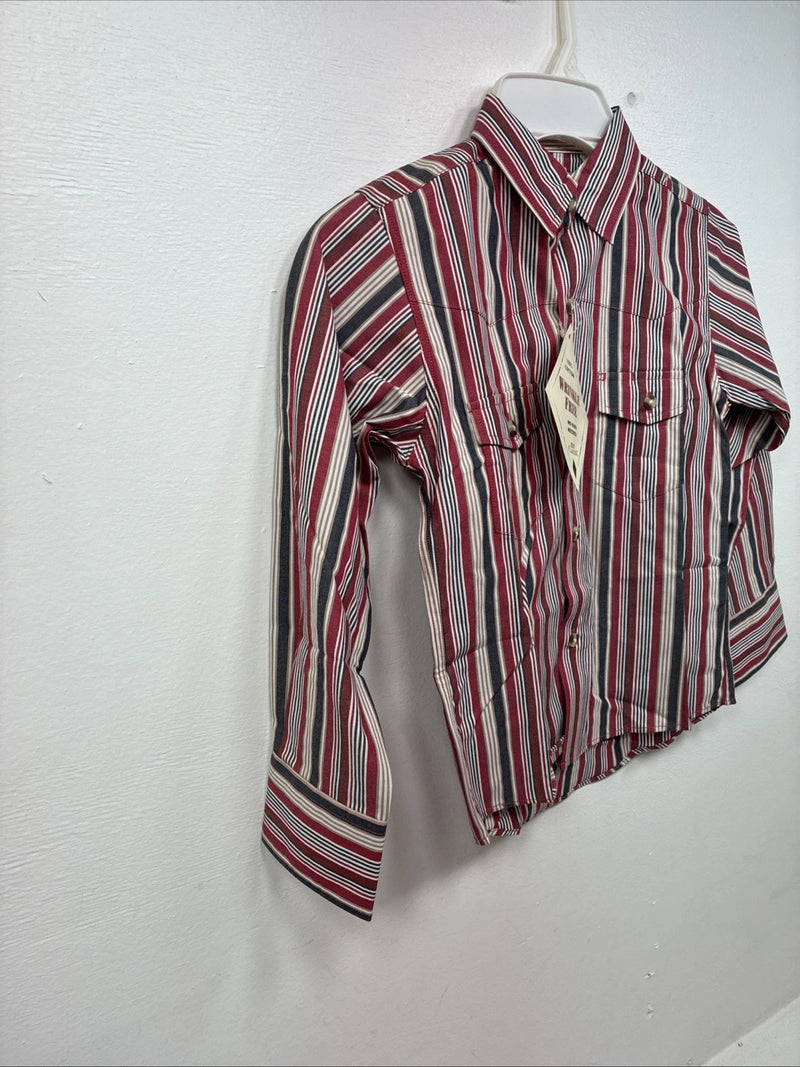 New Kids ELY Classic Red Stripe Long Sleeve Pearl Snap Small DD-138