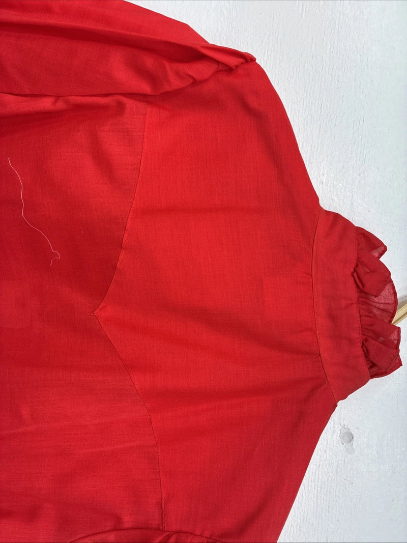 New Women’s H Bar C Red Short Sleeve Button Up Size 28 TT-63