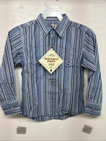 New Kids ELY Classic Blue Stripe Long Sleeve Button Up Small CC-97