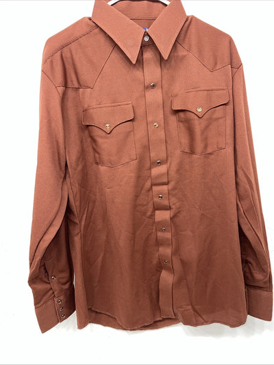 New Men’s Burgundy Panhandle Slim Long Sleeve Pearl Snap Shirt. 15.5x35 M S-12
