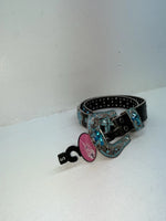 New Black Genuine Leather Blazin Roxx Blue Bling Cross S Belt #N3520401 Z-54