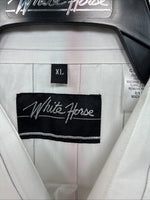 New Men’s White Horse White Stripe Short Sleeve Button Up XL T-9