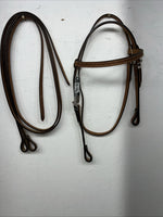 New Tough 1 Pony Leather 5/8”  Browband Headstall With Split Reins #42-880P U-23