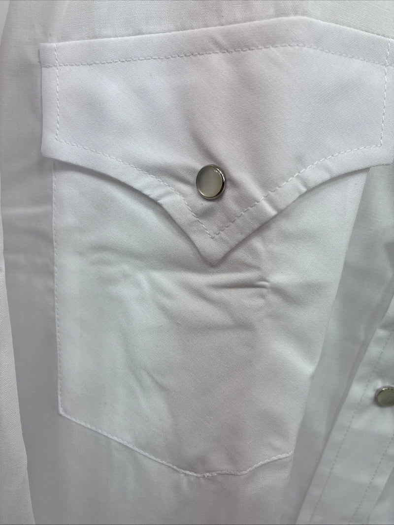 New Men’s ELY Cattleman White Long Sleeve Pearl Snap 18.5 X 36 2XL R-23