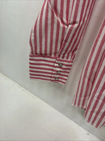 New Women’s Denver Pink Stripe Long Sleeve Pearl Snap Medium LL-101