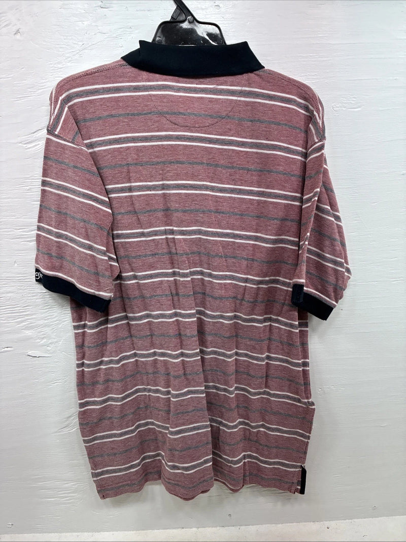 New Men’s Wrangler Pink Stripe Short Sleeve Polo Shirt Large DD-10