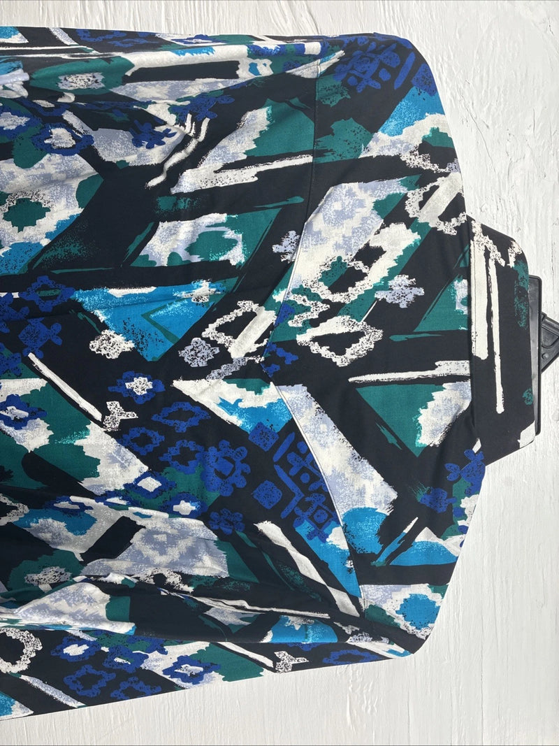 New Men’s Wrangler Black Blue Designed Long Sleeve Button Up 15.5 Medium V-87