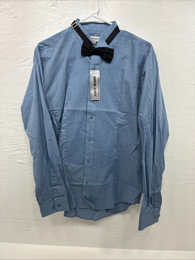 New Boys Wayne Scott Blue Long Sleeve Button Up Tux Medium F-99