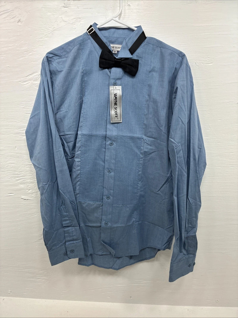 New Boys Wayne Scott Blue Long Sleeve Button Up Tux Medium F-99