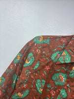 New Women’s Tem Tex Orange Floral Long Sleeve Pearl Snap Size 30 MM-105