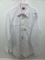 New Men’s ELY Cattleman White Long Sleeve Pearl Snap 17.5 X 35 XL CC-10