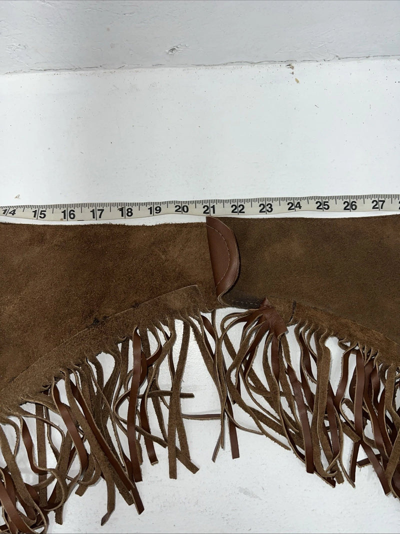 NOS Brown Show Chaps With Fringe Adjustable Waist 40” L-44