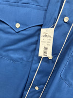 New Men’s White Horse Blue Long Sleeve Pearl Snap Large CC-28