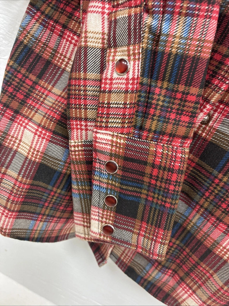 New Men’s Panhandle Slim Red Plaid Long Sleeve Pearl Snap XS J-67
