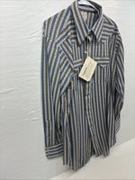 New Men’s RocketMount multicolor Stripe Long Sleeve Pearl Snap XL M-61